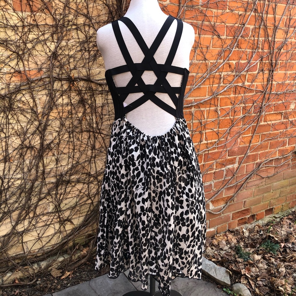 Black White Star Back Dress EMBODY Upcycled Large